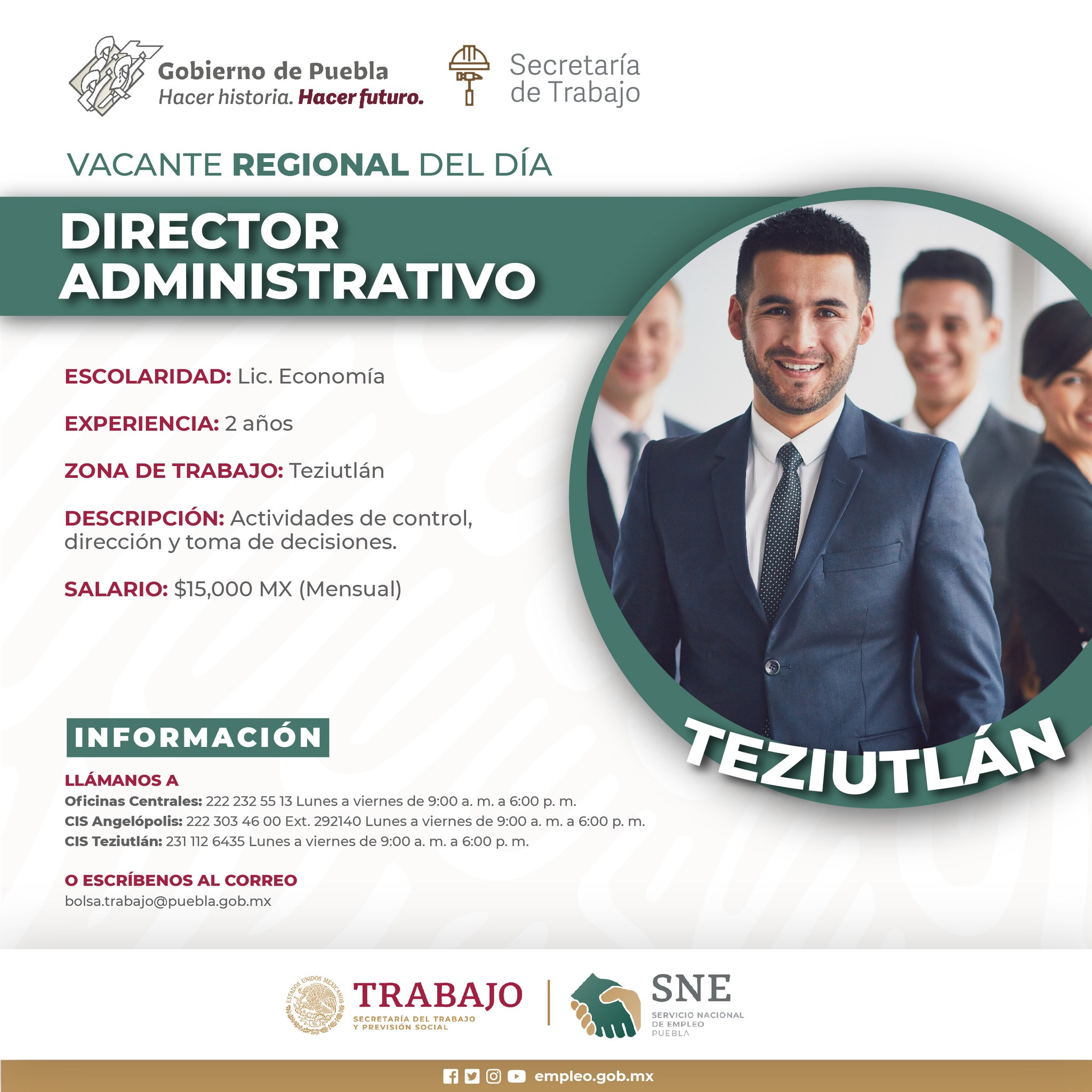 ¡Atención #Teziutlán! Conoce la #vacante regional del día.