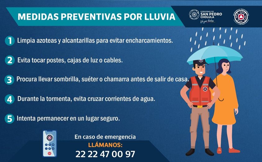 Medidas preventivas para la lluvia por Parte de Protección Civil