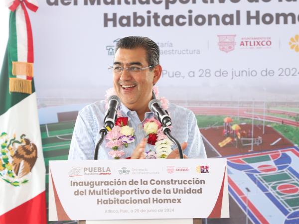 Impulsa gobierno de Puebla sana convivencia en la sociedad; inaugura Multideportivo en Atlixco