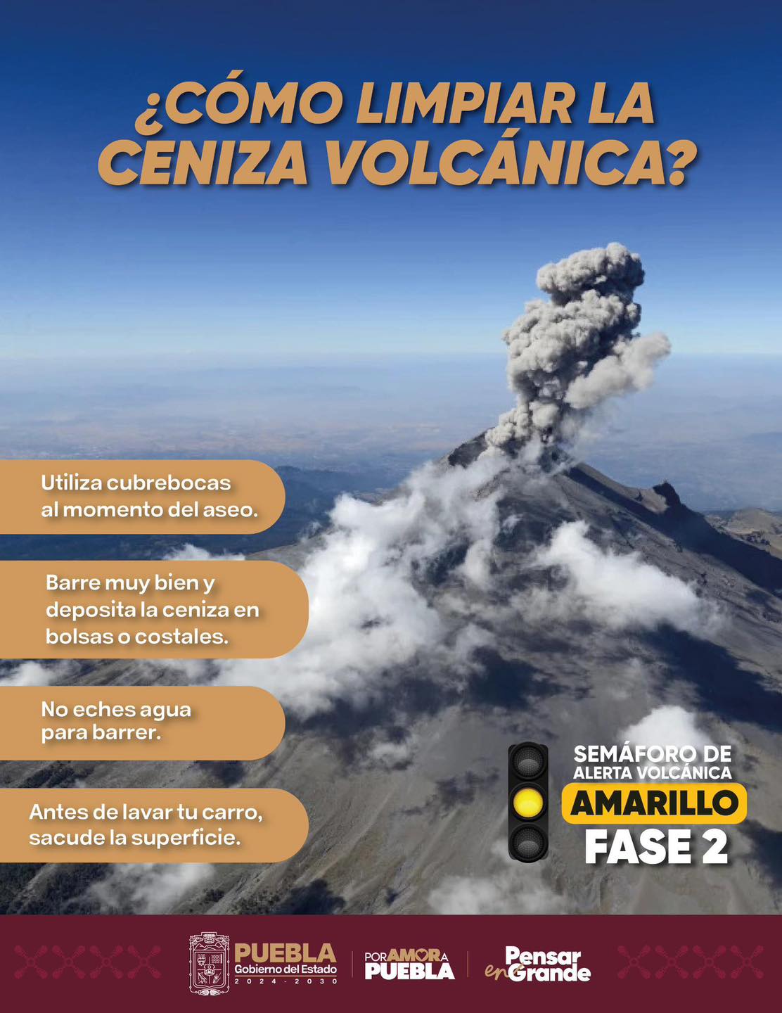 En caso de presentar molestias en nariz, garganta y ojos, ante la caída de ceniza del #Popocatépetl