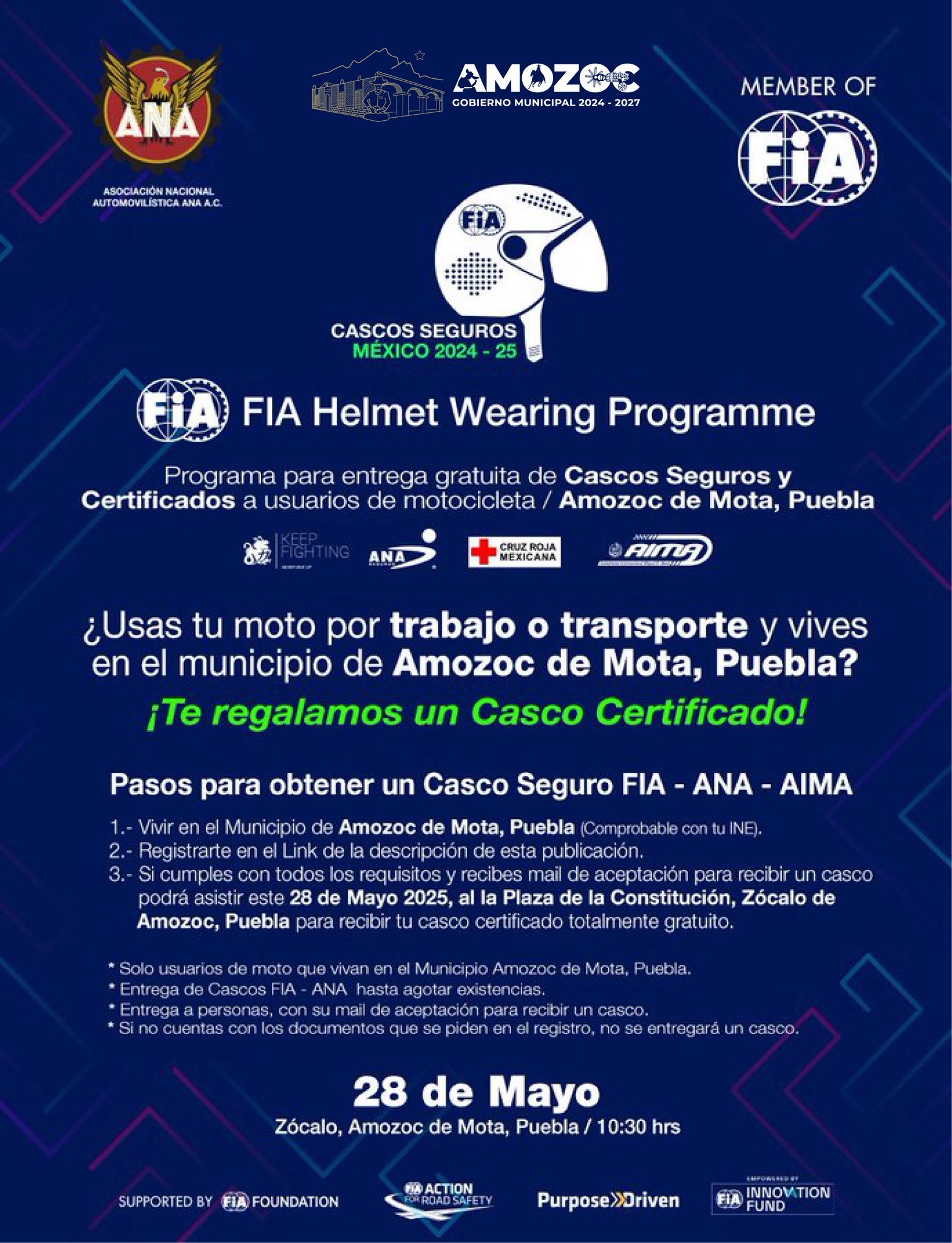 Si eres motociclista, deseas obtener el tuyo y cuentas con los requisitos que se enlistan en el siguiente banner, puedes ser beneficiado. ¡Aún hay lugares!